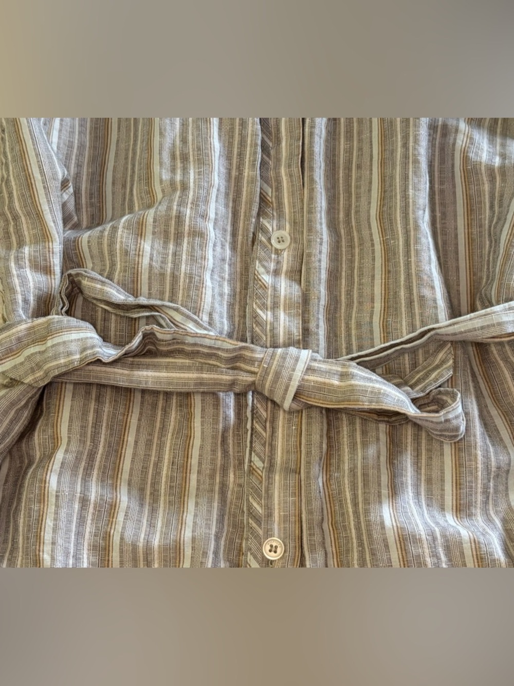 Tommy Hilfiger Neutral Striped Button-Up Shirt Dress - Picture 13 of 14